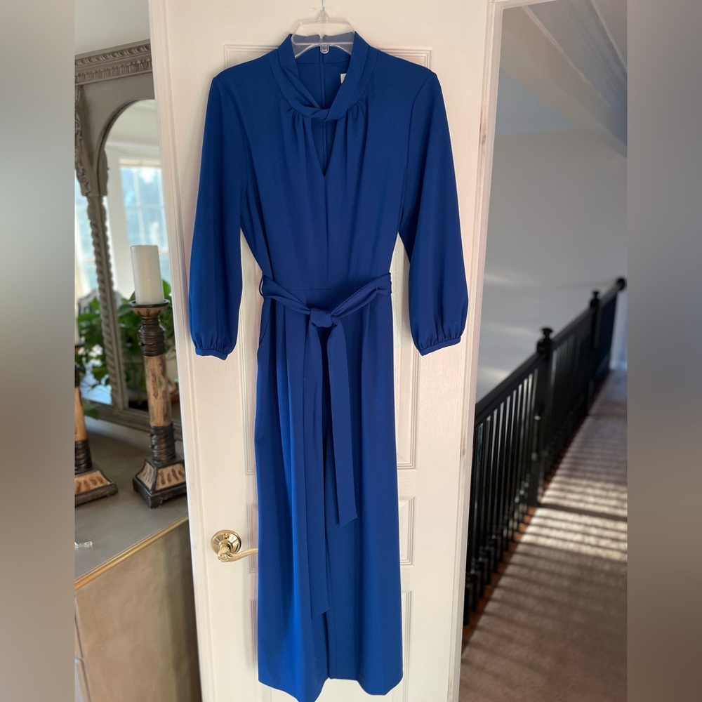 Awesome royal blue Calvin Klein jumpsuit with pockets and belt!